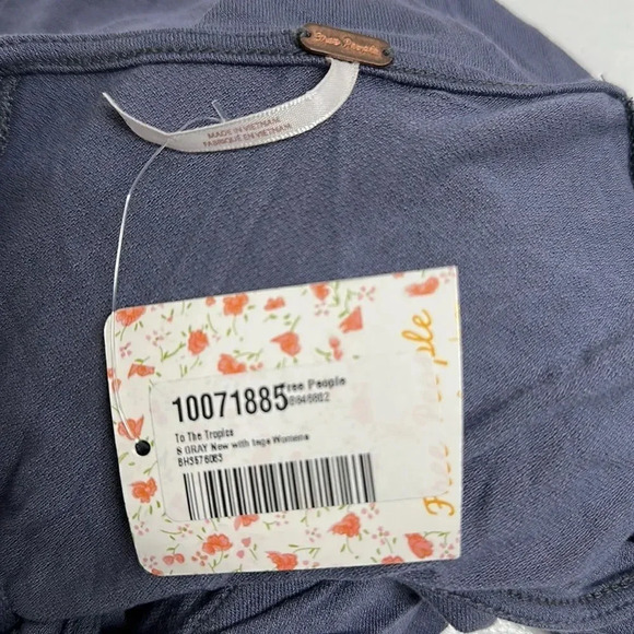 Free People To The Tropics Top Blouse Long Sleeve Tee Shirt Blue New Size Small - Picture 8 of 11